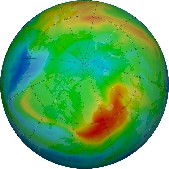 Arctic ozone map for 28 December 1990